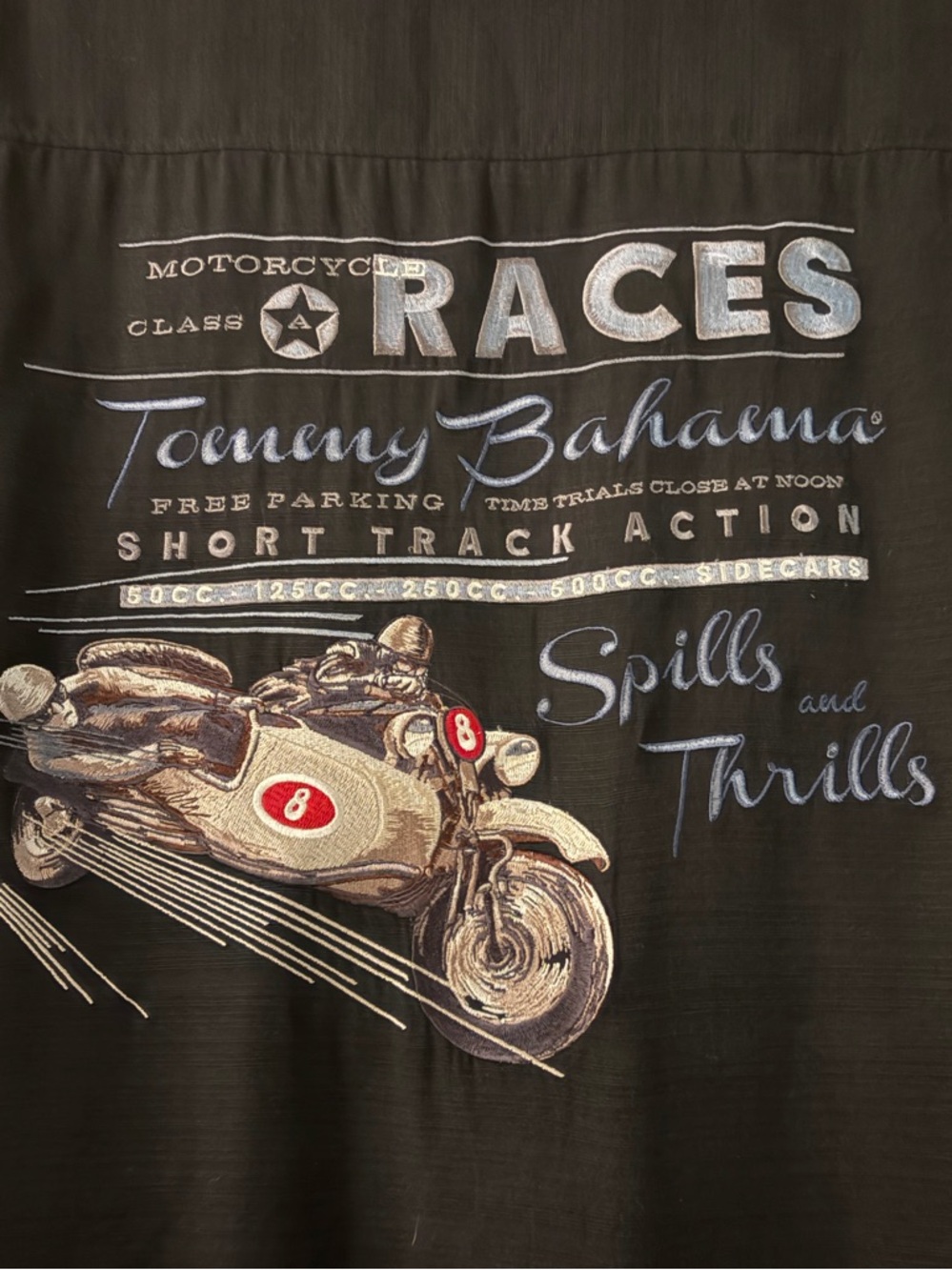 Tommy Bahama Black Motorcycle Races Graphic Button Down XL